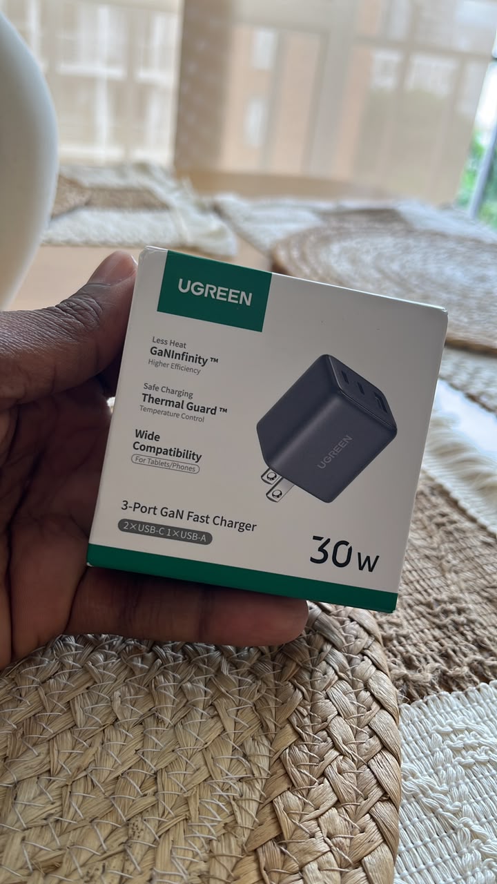 Cargador UGREEN GaN 30W Original | 3 Puertos USB-C + USB-A | Carga Rápida